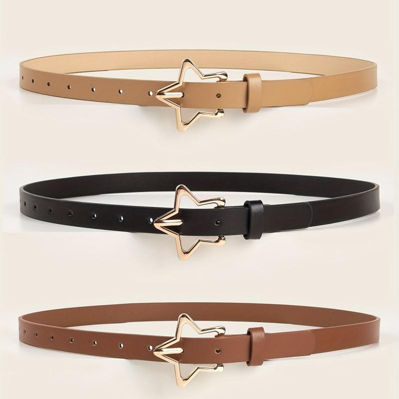 Golden Pentagram Buckle Belt Set PU Leather Waist Belt