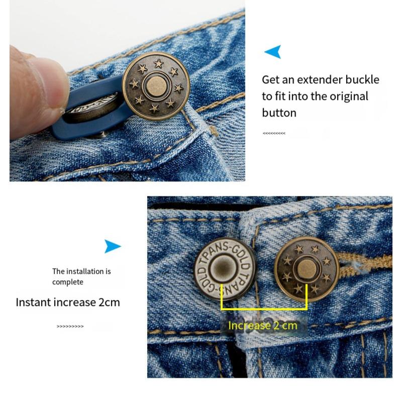 6pcs Waistband Extender Button Retractable Extended Jeans Button