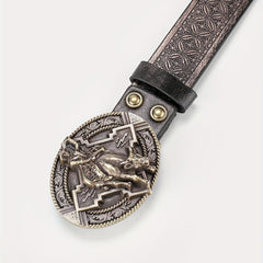 Men's Retro Western Cowboy Pattern Buckle Belt For Jeans Pants