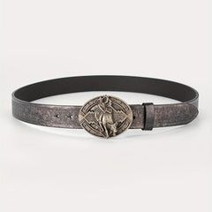 Men's Retro Western Cowboy Pattern Buckle Belt For Jeans Pants