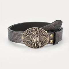 Men's Retro Western Cowboy Pattern Buckle Belt For Jeans Pants