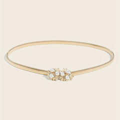 Faux Pearl Snowflake Waist Chain Golden Elastic Chain Belt