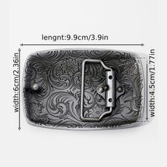 Vintage Turquoise Belt Buckle Geometric Engraved Western Cowboy Accessories