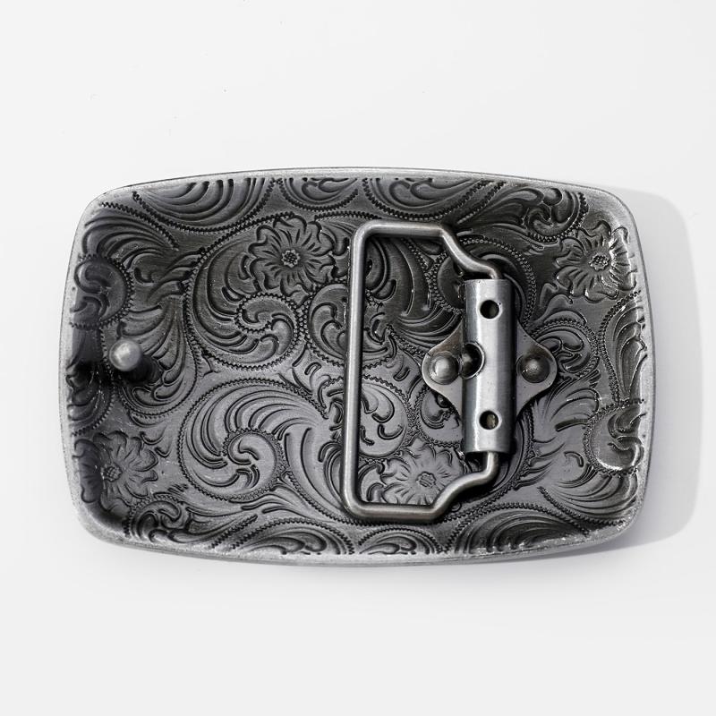 Vintage Turquoise Belt Buckle Geometric Engraved Western Cowboy Accessories