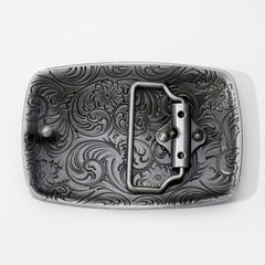 Vintage Turquoise Belt Buckle Geometric Engraved Western Cowboy Accessories