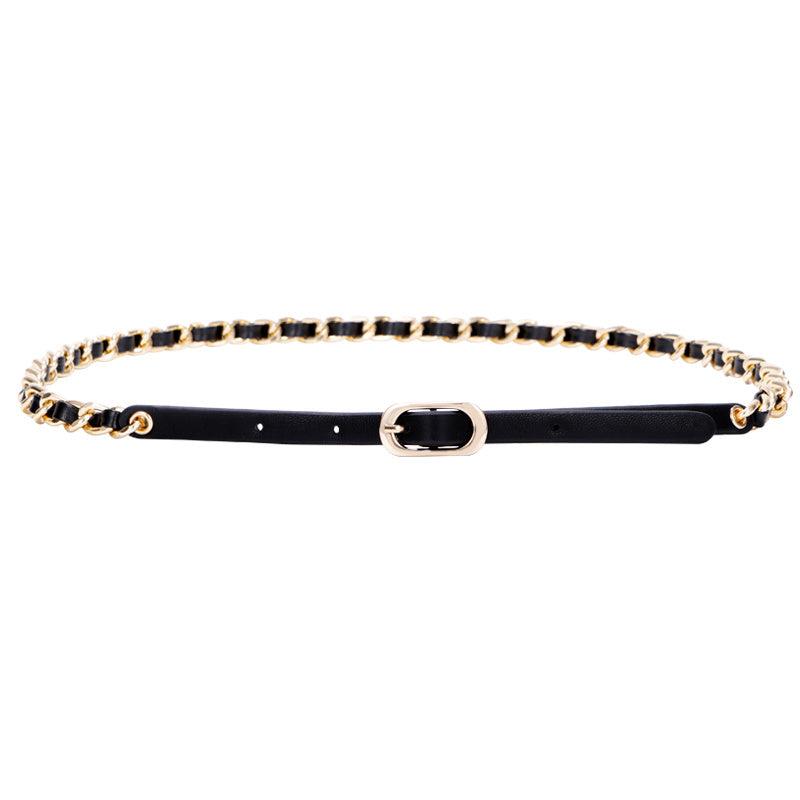 Women's Thin Waist Chain Metal Belt for Dress