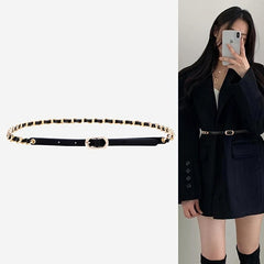 Women's Thin Waist Chain Metal Belt for Dress