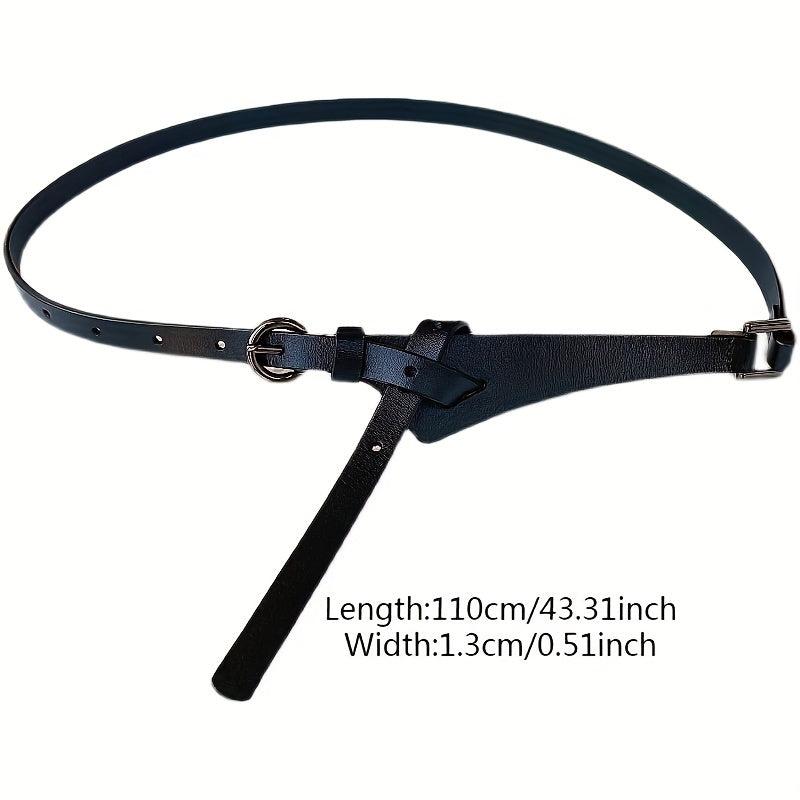 Round Buckle Knotted Thin PU Belt for Women