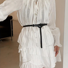 Round Buckle Knotted Thin PU Belt for Women