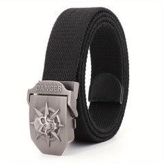 Skull Pattern Tactical Belt with Alloy Buckle