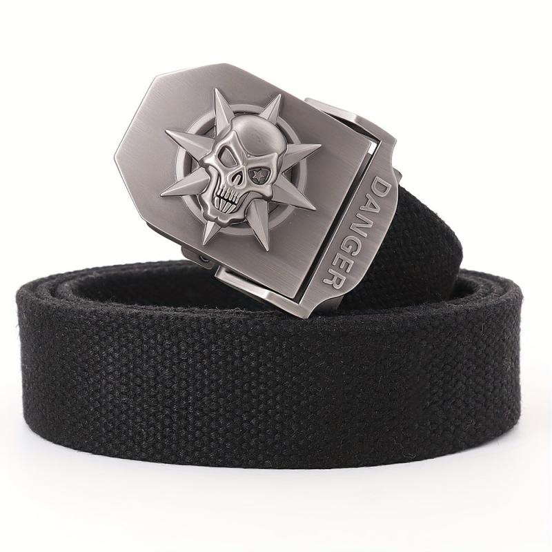 Skull Pattern Tactical Belt with Alloy Buckle
