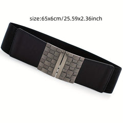 Vintage Geometric Buckle Girdle For Women Elastic Wide Waistband