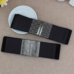 Vintage Geometric Buckle Girdle For Women Elastic Wide Waistband