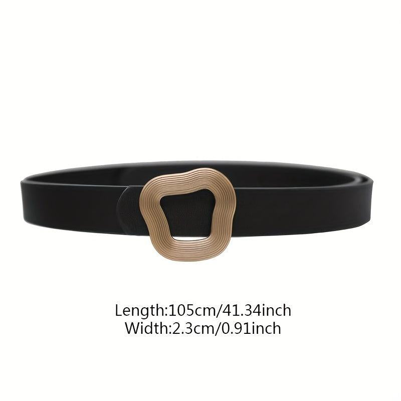 Stylish Irregular Buckle Thin PU Belt for Women