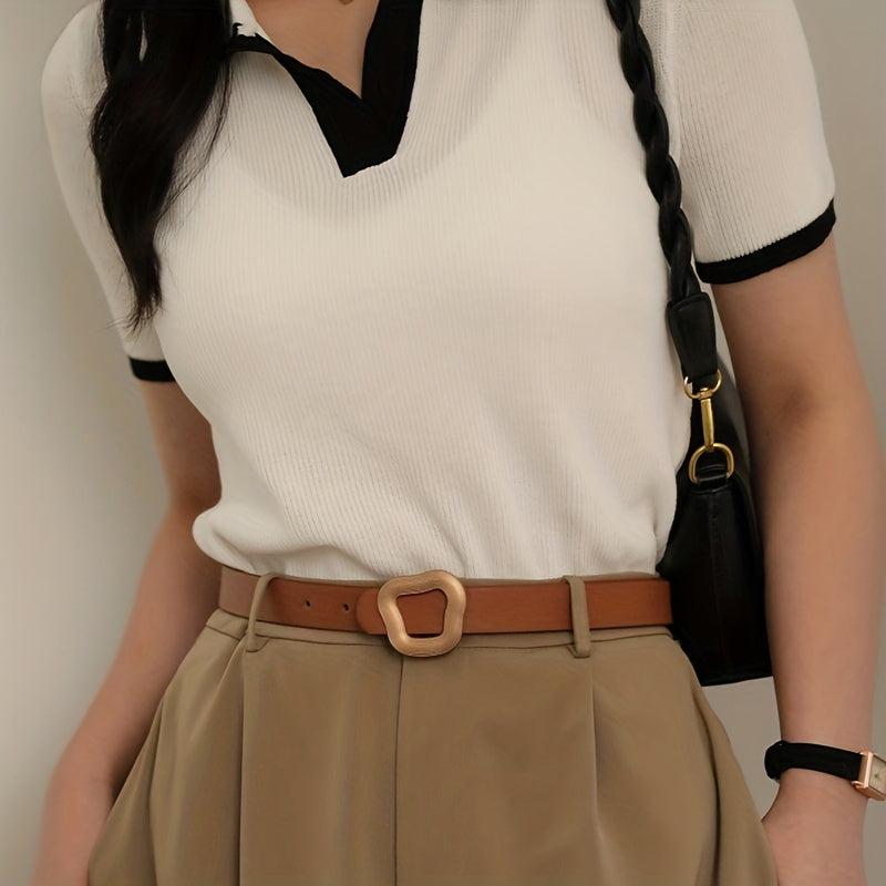 Stylish Irregular Buckle Thin PU Belt for Women