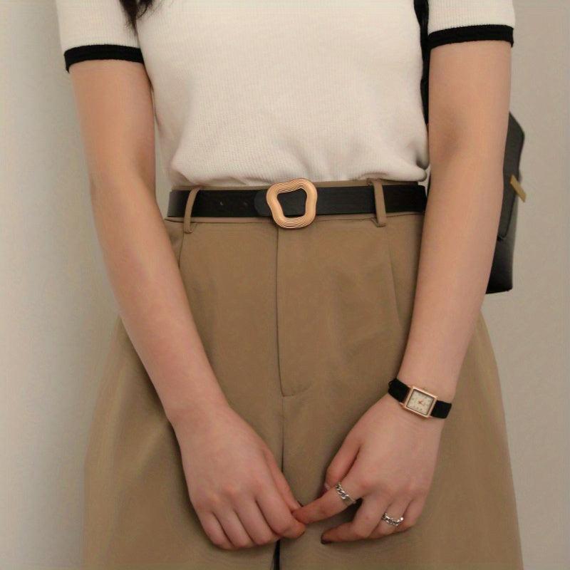 Stylish Irregular Buckle Thin PU Belt for Women