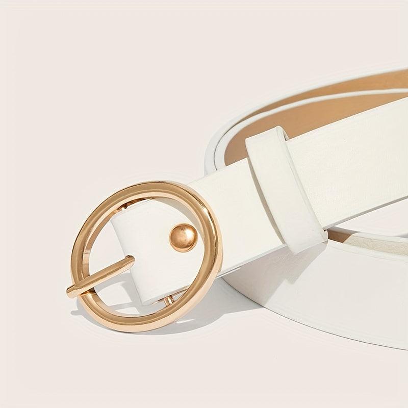Embossed PU Belt with Golden Pin Buckle Set