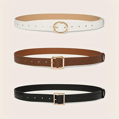 Embossed PU Belt with Golden Pin Buckle Set