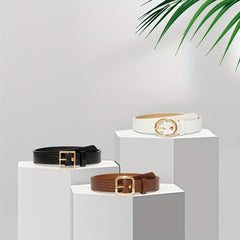 Embossed PU Belt with Golden Pin Buckle Set