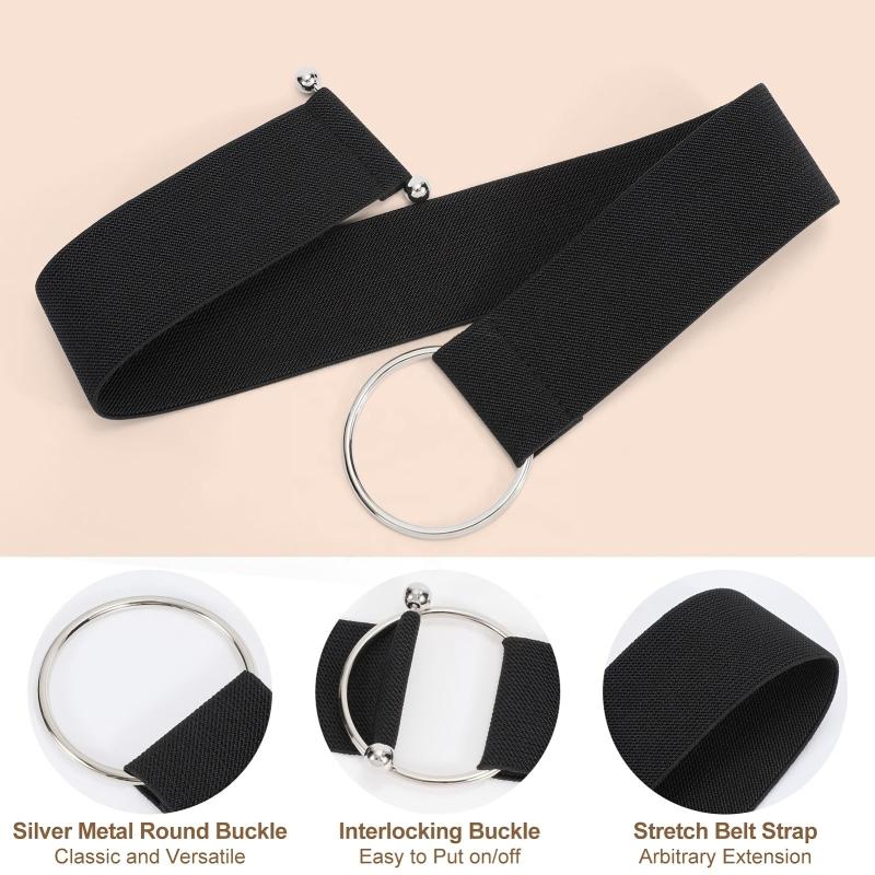 Ruaite Women Stretchy Wide Waist Belt O Ring Buckle Elastic Waist Belt