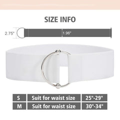 Ruaite Women Stretchy Wide Waist Belt O Ring Buckle Elastic Waist Belt