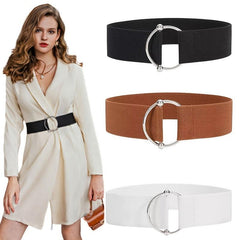 Ruaite Women Stretchy Wide Waist Belt O Ring Buckle Elastic Waist Belt