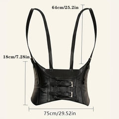 Y2K PU Leather Harness Belt Sexy Tunic Adjustable Body Waistband Women Corset