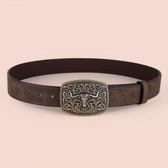 Men's Western Cowboy Embossed Leather Belt