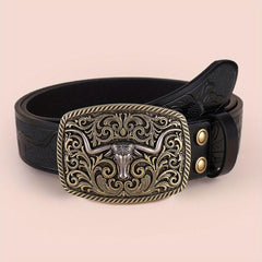 Men's Western Cowboy Embossed Leather Belt