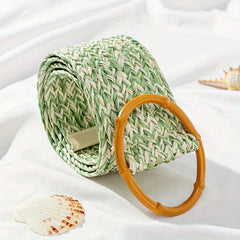 Green Straw Belt Boho Dress Waistband Women Casual Girdle