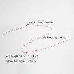 Faux Pearl Waist Chain Dress Shirt Waist Decor Belt Metal Chain