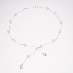 Faux Pearl Waist Chain Dress Shirt Waist Decor Belt Metal Chain