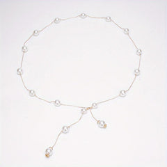 Faux Pearl Waist Chain Dress Shirt Waist Decor Belt Metal Chain