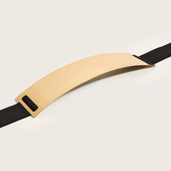 Metal Mirror Stretch Waistband Wide Elastic Belt for Women