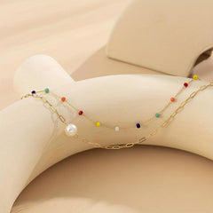 Boho Beads Waist Chain Faux Pearl Decor Belly Chain for Women
