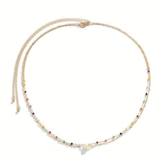 Boho Beads Waist Chain Faux Pearl Decor Belly Chain for Women