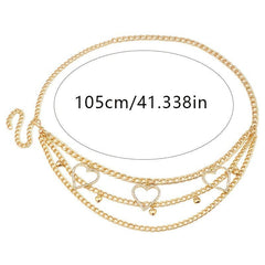 Women's Rhinestone Heart Chain Belt Waist Accessories