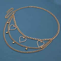 Women's Rhinestone Heart Chain Belt Waist Accessories