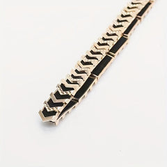 Geometric Linked Metal Belt Golden Waistband Dress Girdle Elastic Thin