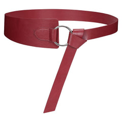 Wide PU Leather Waist Belt Knot Adjustable Belt O Ring Buckle