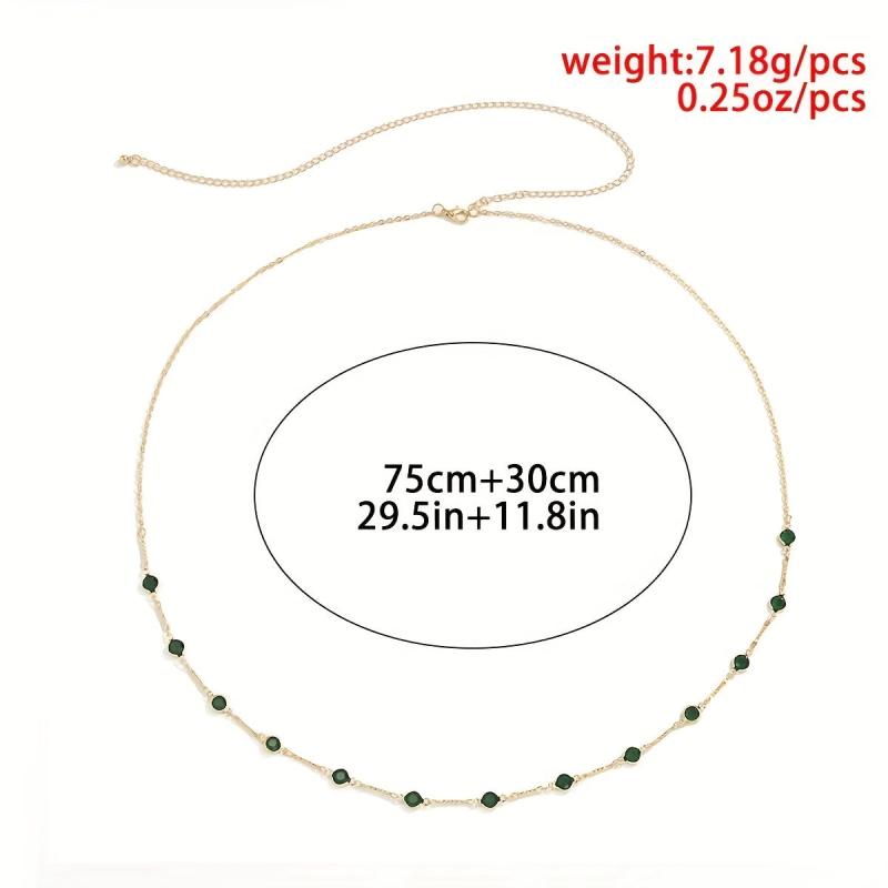 Vintage Green Crystal Waist Chain Metal Belly Girdle Women