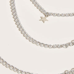Silvery Pentagram Pendant Metal Belly Chain Y2K Jeans Chain