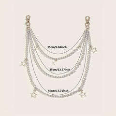 Silvery Pentagram Pendant Metal Belly Chain Y2K Jeans Chain