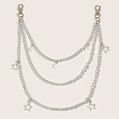 Silvery Pentagram Pendant Metal Belly Chain Y2K Jeans Chain