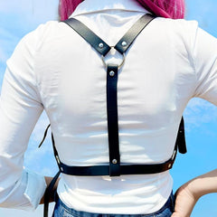 PU Leather Chest Harness For Women Gothic Punk Rivet Body Harness Belt