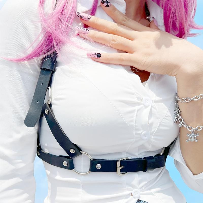 PU Leather Chest Harness For Women Gothic Punk Rivet Body Harness Belt