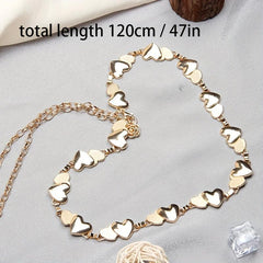 Golden Double Heart Waist Chain Metal Decorative Dress Girdle Belly Chain Belt