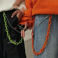Fluorescent Acrylic Chain Jeans Metal Chain Hip Hop Chain Pendant
