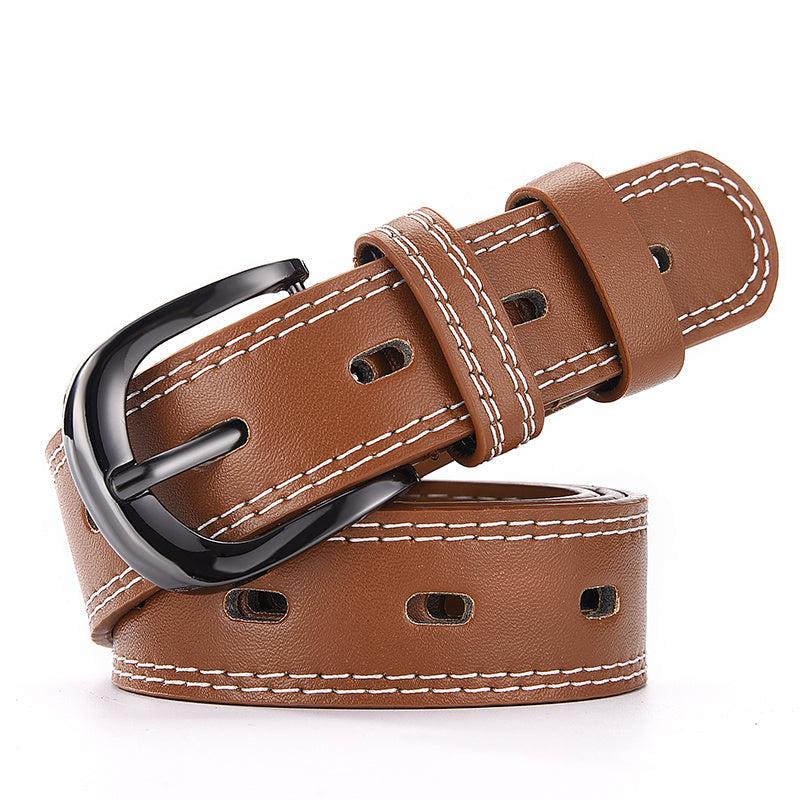 Rectangular Buckle Pin Belt Casual PU Leather Waist Belts For Women