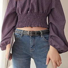 Rectangular Buckle Pin Belt Casual PU Leather Waist Belts For Women